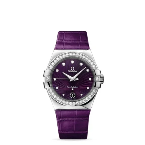 Omega - 123.18.35.60.60.001 Constellation Quartz 35 Stainless Steel / Diamond / Purple Supernova / Alligator