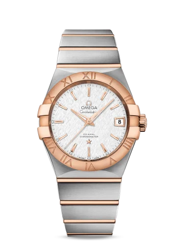Omega - 123.20.38.21.02.007 Constellation Co-Axial 38 Stainless Steel / Red Gold / Silver Silk