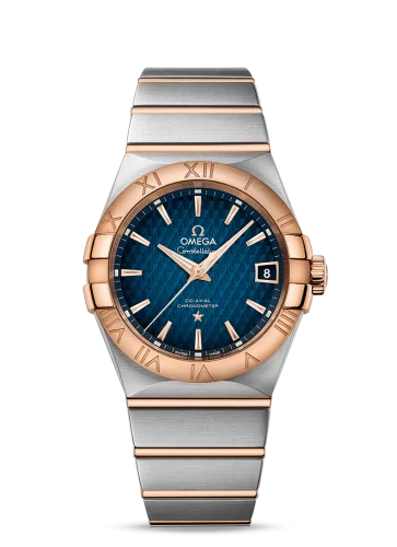 Omega - 123.20.38.21.03.001 Constellation Co-Axial 38 Stainless Steel / Red Gold / Blue Lozenge