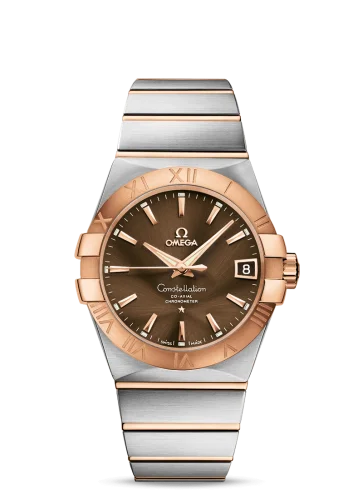 Omega - 123.20.38.21.13.001 Constellation Co-Axial 38 Stainless Steel / Red Gold / Brown