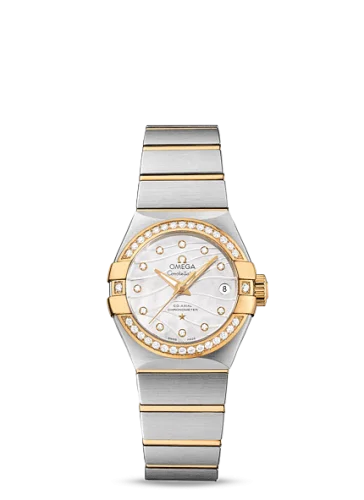 Omega - 123.25.27.20.55.004 Constellation Co-Axial 27 Brushed Stainless Steel / Yellow Gold / Diamond / Wavy MOP
