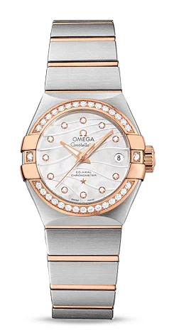 Omega - 123.25.27.20.55.005 Constellation Co-Axial 27 Brushed Stainless Steel / Red Gold / Diamond / Wavy MOP