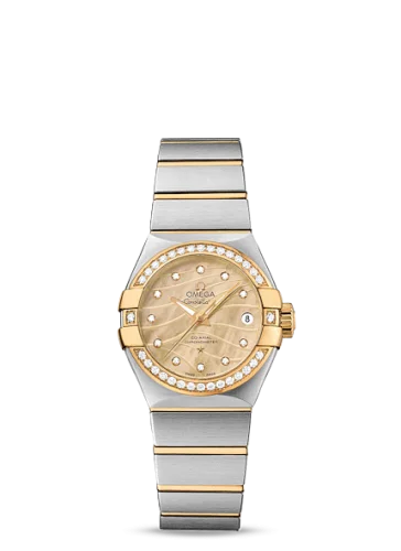 Omega - 123.25.27.20.57.002 Constellation Co-Axial 27 Brushed Stainless Steel / Yellow Gold / Diamond Bezel / Champagne MOP