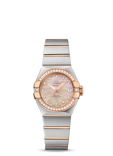 Omega - 123.25.27.20.57.003 Constellation Co-Axial 27 Brushed Stainless Steel / Red Gold / Diamond / Wavy Brown MOP