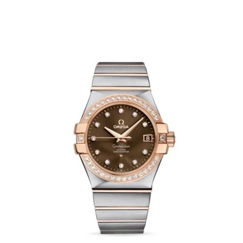 Omega - 123.25.35.20.63.001 Constellation Co-Axial 35 Stainless Steel / Red Gold / Diamond / Brown