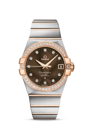 Omega - 123.25.38.21.63.001 Constellation Co-Axial 38 Stainless Steel / Red Gold / Diamond / Brown