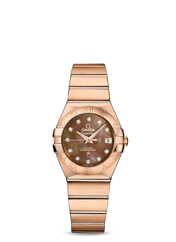 Omega - 123.50.27.20.57.001 Constellation Co-Axial 27 Brushed Red Gold / Brown MOP