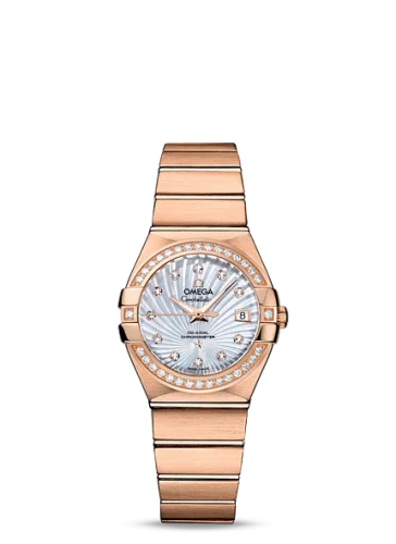 Omega - 123.55.27.20.55.001 Constellation Co-Axial 27 Brushed Red Gold / Diamond / MOP Supernova