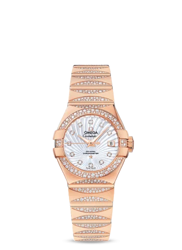 Omega - 123.55.27.20.55.003 Constellation Co-Axial 27 Polished Red Gold / Waxing Moon Snow / MOP Supernova