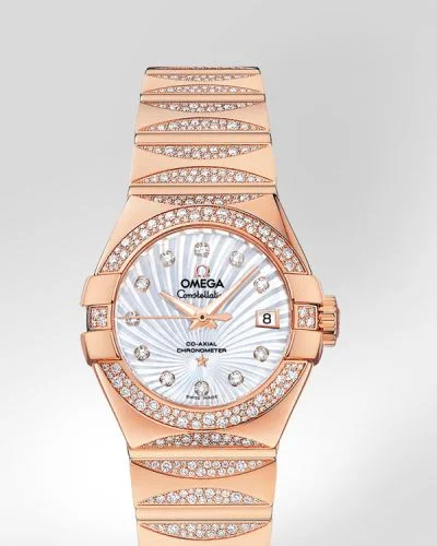Omega Omega - 123.55.27.20.55.003 Constellation Co-Axial 27 Polished Red Gold / Waxing Moon Snow / MOP Supernova