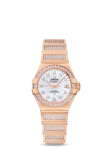 Omega - 123.55.27.20.55.004 Constellation Co-Axial 27 Polished Red Gold / Snow / MOP Supernova