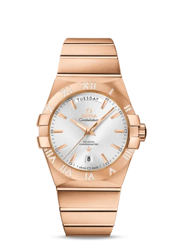 Omega - 123.55.38.22.02.001 Constellation Co-Axial 38 Day-Date Red Gold / Diamond / Silver