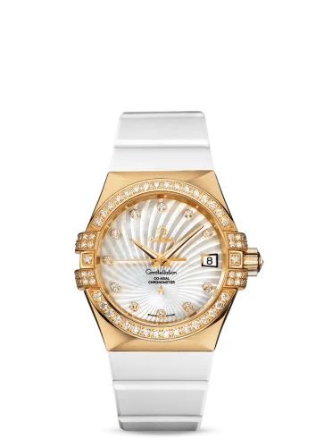 Omega - 123.57.35.20.55.003 Constellation Co-Axial 35 Yellow Gold / Diamond / MOP Supernova / Rubber