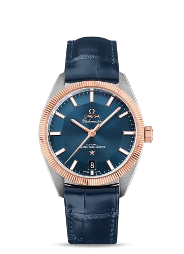 Omega Omega - 130.23.39.21.03.001 Globemaster Stainless Steel / Sedna Gold / Blue / Alligator