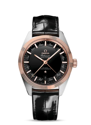 Omega Globemaster Annual Calendar Stainless Steel / Sedna Gold / Black