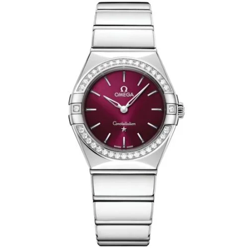 Omega - 131.15.28.60.11.001 Constellation 28 Quartz Stainless Steel -Diamond / Burgundy
