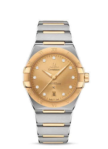 Omega - 131.20.39.20.58.001 Constellation Master Chronometer 39 Stainless Steel / Yellow Gold / Champagne-Diamond / Bracelet