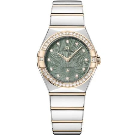 Omega - 131.25.28.60.60.001 Constellation Manhattan 28 Quartz Stainless Steel - Moonshine Gold - Diamond / Green Supernova