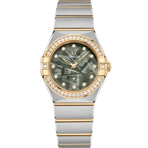 Omega - 131.25.28.60.99.002 Constellation Manhattan 28 Quartz Stainless Steel - Yellow Gold - Diamond / Green Meteorite