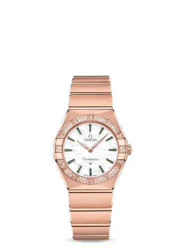 Omega - 131.55.28.60.55.005 Constellation Manhattan 28 Quartz Sedna Gold / MOP - Emerald / Diamond