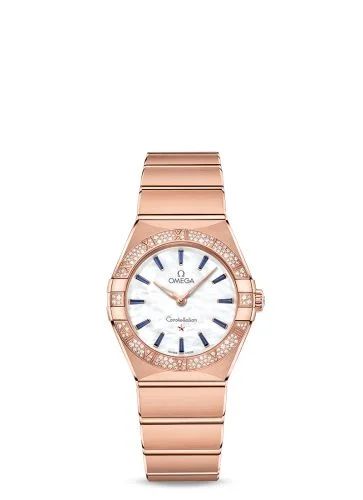 Omega - 131.55.28.60.55.007 Constellation Manhattan 28 Quartz Sedna Gold / MOP - Emerald / Diamond
