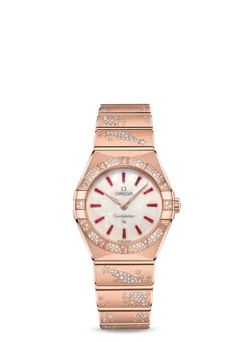 Omega - 131.55.28.60.99.003 Constellation Manhattan 28 Quartz Sedna Gold / MOP - Ruby / Diamond