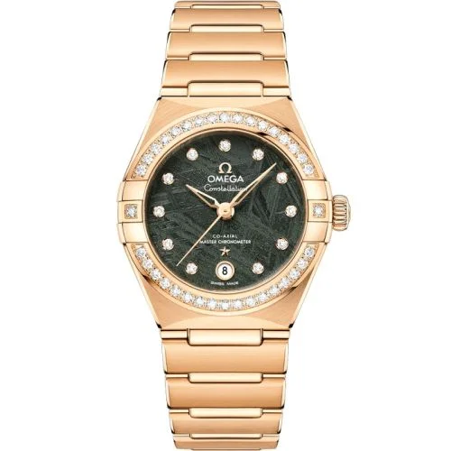 Omega Constellation Manhattan 29 Co-Axial Master Chronometer Yellow Gold - Diamond / Green Meteorite