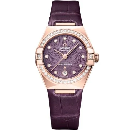 Omega Constellation Manhattan 29 Co-Axial Master Chronometer Moonshine Gold - Diamond / Purple Supernova / Alligator