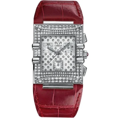 Omega Constellation Quadra Quartz 28 Chronograph Stainless Steel - Diamond / White / Strap