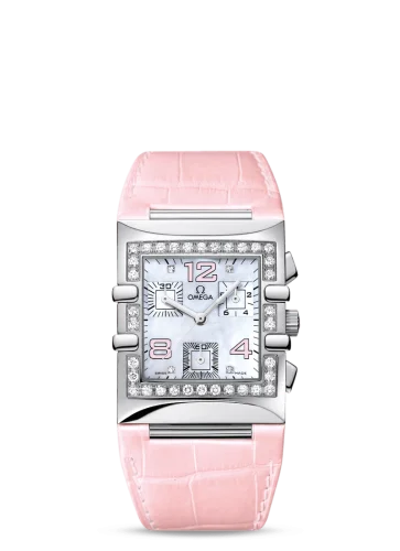 Omega Constellation Quadra Quartz 28 Chronograph Stainless Steel / Diamond / Pink MOP/ Alligator