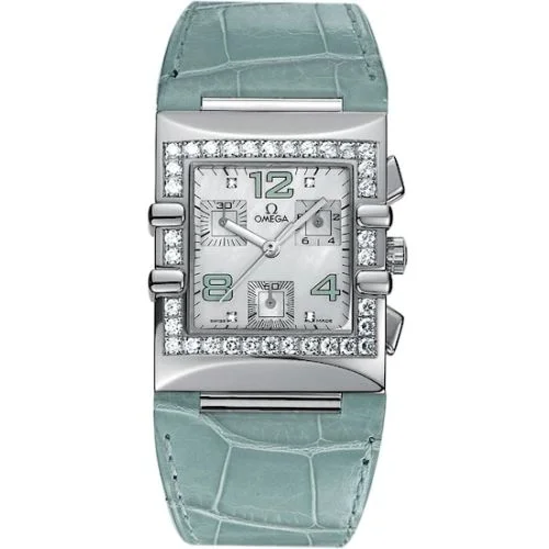 Omega Constellation Quadra Quartz 28 Chronograph Stainless Steel / Diamond / MOP/ Alligator