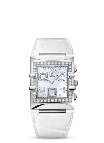 Omega Constellation Quadra Quartz 28 Chronograph Stainless Steel / Diamond / MOP/ Alligator