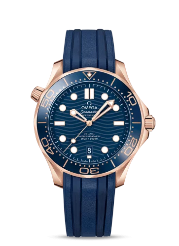 Omega Seamaster Diver 300M Master Co-Axial 42 Sedna Gold / Blue / Rubber