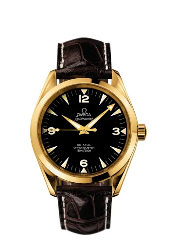 Omega - 2608.52.37 Seamaster Aqua Terra 150M Co-Axial 39.2 Railmaster Yellow Gold / Brown Alligator / China