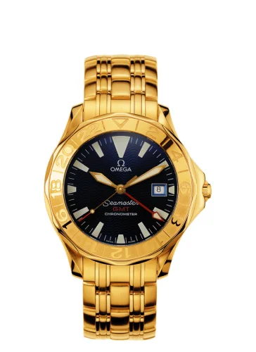 Omega Seamaster Diver 300M Automatic 41 GMT Yellow Gold / Blue / Bracelet
