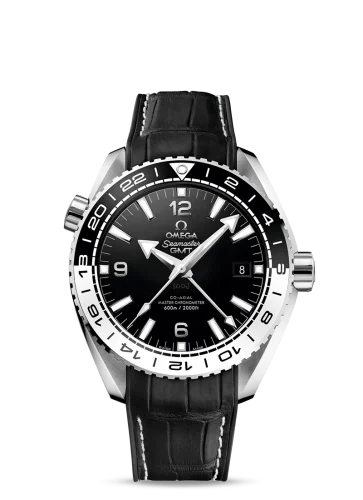 Omega Seamaster Planet Ocean 600M Co-Axial 43.5 Master Chronometer GMT Stainless Steel / Black White / Alligator