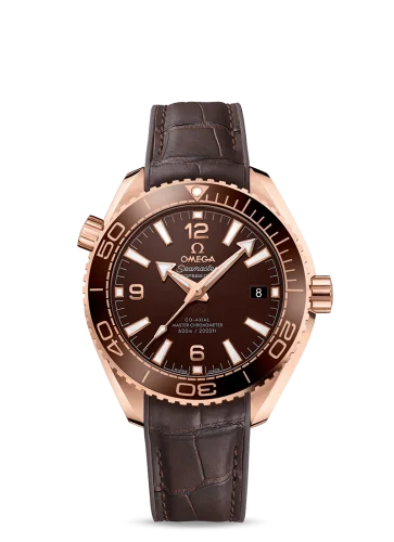 Omega Seamaster Planet Ocean 600M Co-Axial 39.5 Master Chronometer Sedna Gold / Chocolate / Alligator
