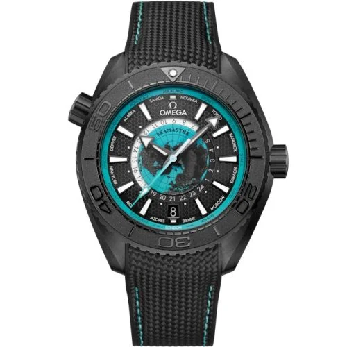 Omega - 215.92.46.22.01.006 Seamaster Planet Ocean 600M Co-Axial Worldtimer 45.5 Master Chronometer GMT Ceramic / Black - Turquoise / Rubber
