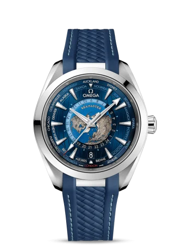 Omega - 220.12.43.22.03.001 Seamaster Aqua Terra 150M Master Chronometer 43 Worldtimer Stainless Steel / Blue / Rubber
