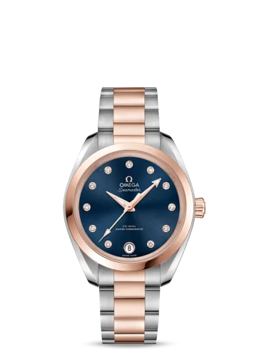 Omega - 220.20.34.20.53.001 Seamaster Aqua Terra 150M Master Chronometer 34 Stainless Steel / Sedna Gold / Blue / Bracelet