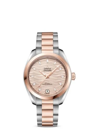 Omega - 220.20.34.20.59.001 Seamaster Aqua Terra 150M Master Chronometer 34 Stainless Steel / Sedna Gold / Grey - Diamond / Bracelet