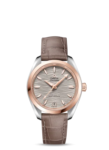 Omega - 220.23.34.20.06.001 Seamaster Aqua Terra 150M Master Chronometer 34 Stainless Steel / Sedna Gold / Grey-Waves / Alligator