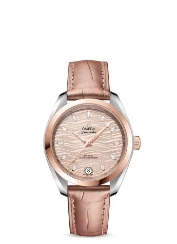 Omega - 220.23.34.20.59.001 Seamaster Aqua Terra 150M Master Chronometer 34 Stainless Steel / Sedna Gold / Grey - Diamond / Alligator