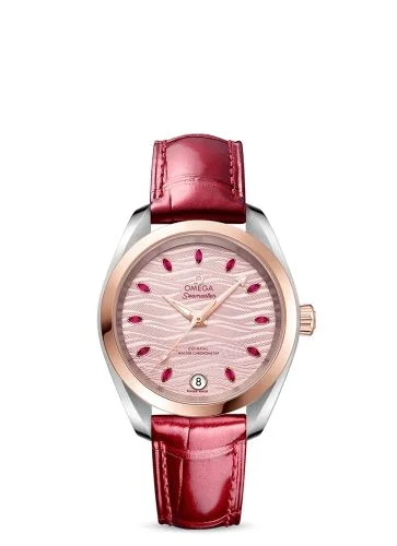 Omega - 220.23.34.20.60.001 Seamaster Aqua Terra 150M Master Chronometer 34 Stainless Steel / Sedna Gold / Pink - Ruby / Alligator