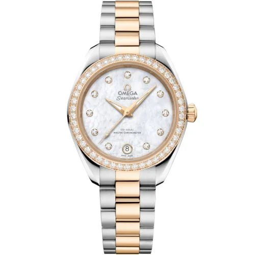 Omega - 220.25.30.20.55.001 Seamaster Aqua Terra 150M Master Co-Axial 30 Stainless Steel - Moonshine Gold - Diamond / MOP - Diamond / Bracelet