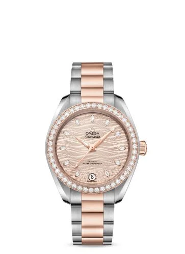 Omega - 220.25.34.20.59.001 Seamaster Aqua Terra 150M Master Chronometer 34 Stainless Steel / Sedna Gold / Diamond / Grey - Diamond / Bracelet