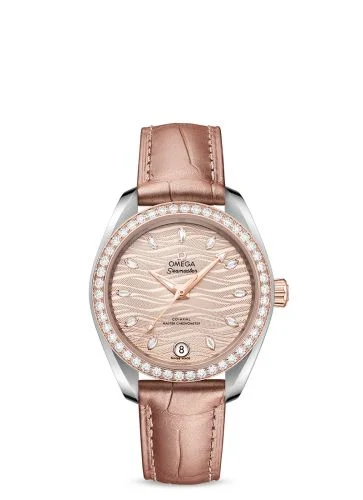 Omega - 220.28.34.20.59.001 Seamaster Aqua Terra 150M Master Chronometer 34 Stainless Steel / Sedna Gold / Diamond / Grey - Diamond / Alligator