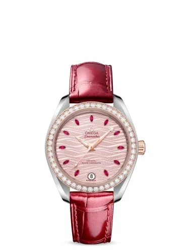 Omega - 220.28.34.20.60.001 Seamaster Aqua Terra 150M Master Chronometer 34 Stainless Steel / Sedna Gold / Diamond / Pink - Ruby / Alligator