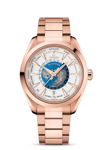 Omega Seamaster Aqua Terra 150M Master Chronometer 43 Worldtimer Sedna Gold / Silver / Bracelet