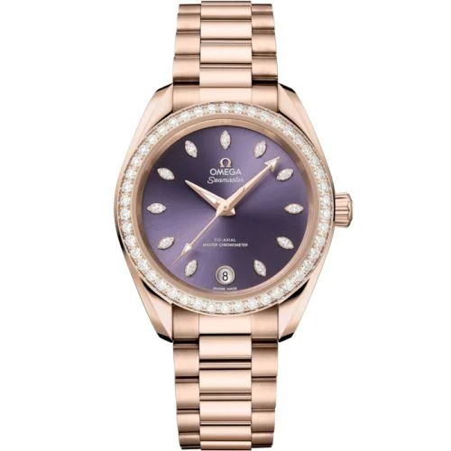 Omega - 220.55.34.20.60.001 Seamaster Aqua Terra 150M Shades Master Chronometer 34 Sedna Gold - Diamond / Lavender / Bracelet